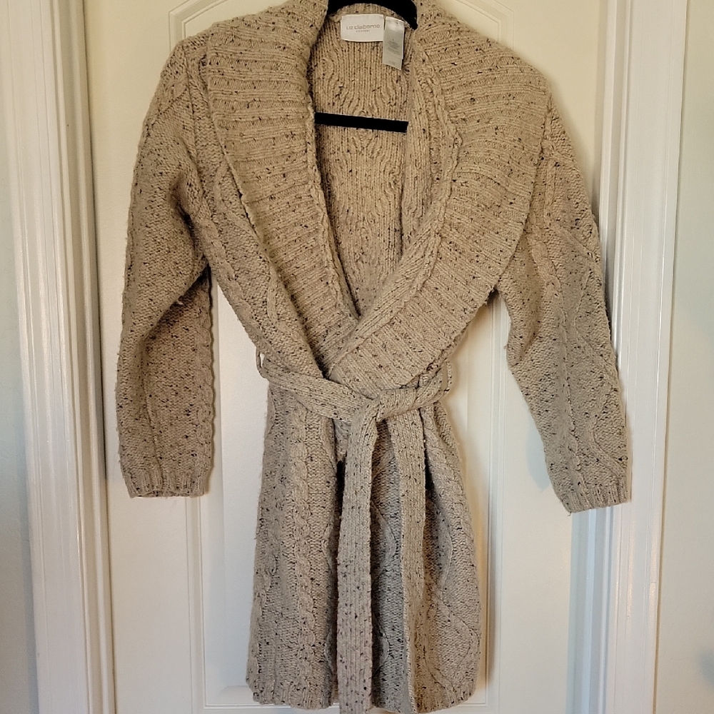 Liz Claiborne Beige Knit Cardigan